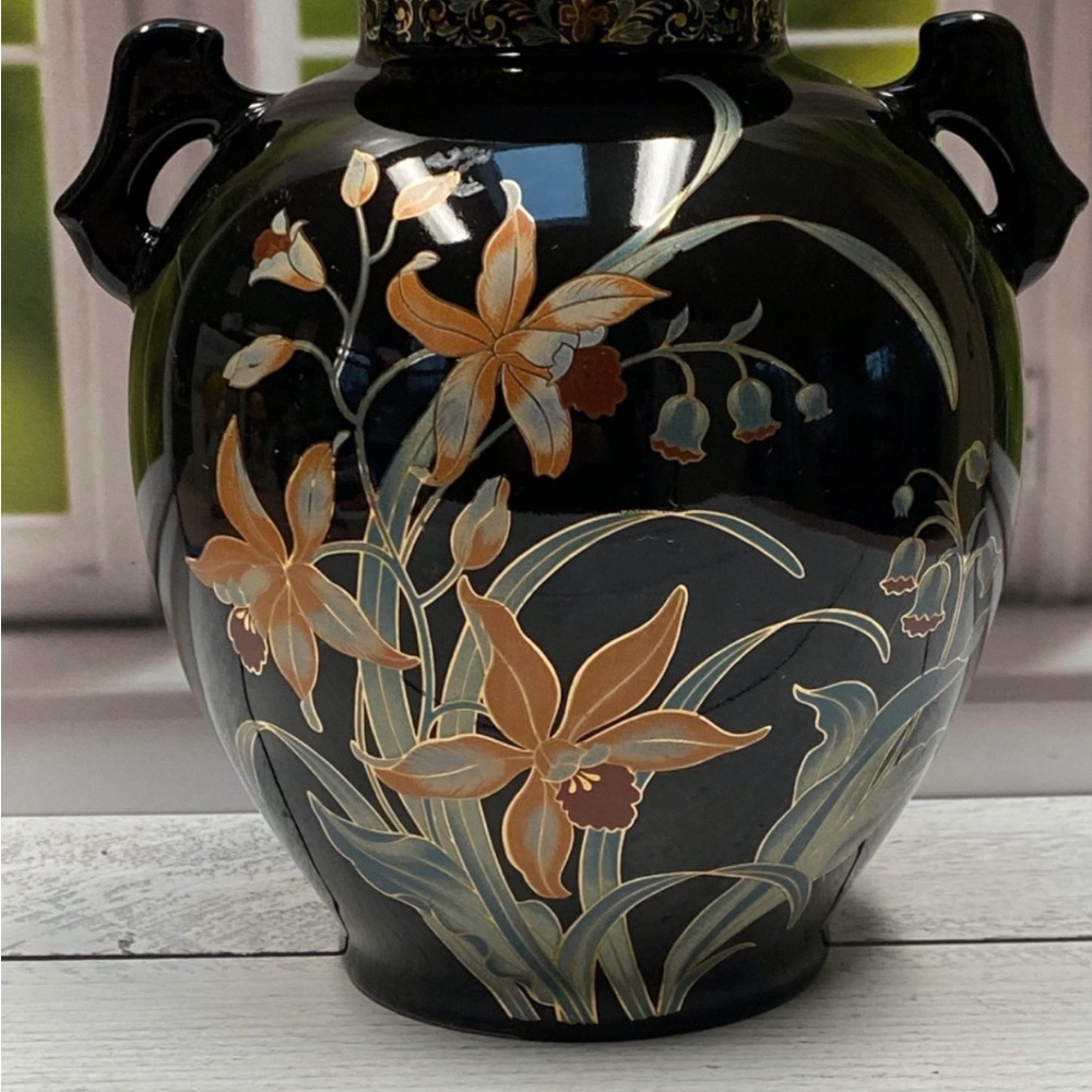 Vintage Black Ceramic Vase
